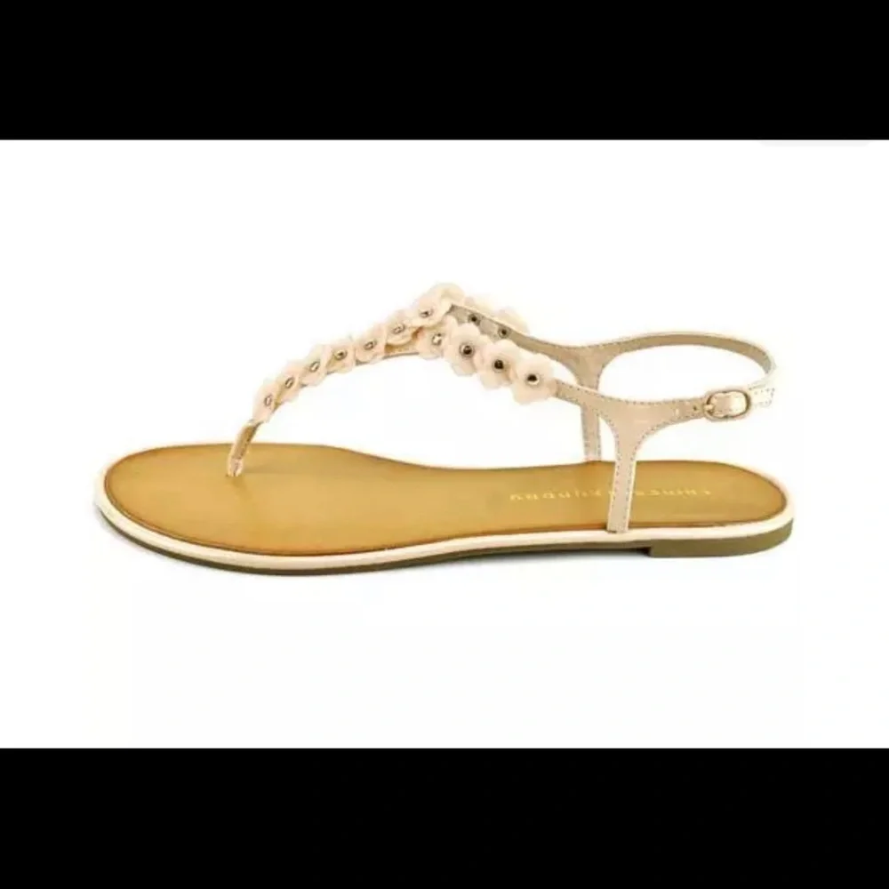 Chinese Laundry Garden 8.5 M Blush/Soft Pink Floral Open Gold-Stud Thong Sandals - Picture 3 of 8